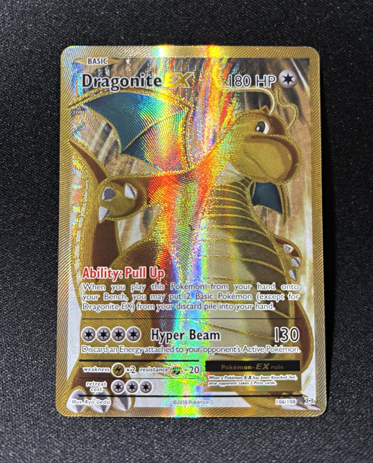 Pokémon TCG Dragonite EX Full Art Holo Ultra Rare Evolutions 106/108 2016 Pokémon TCG Dragonite EX Full Art Holo Ultra Rare Evolutions 106/108 2016