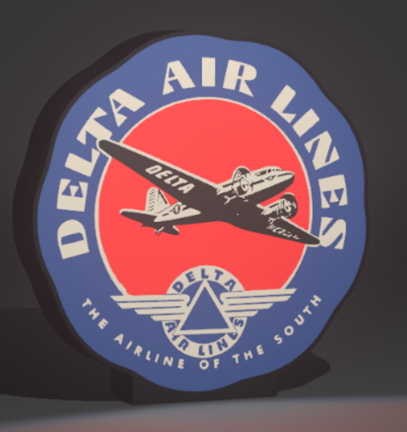 Vintage Delta Airlines Inspired LED Lighted Sign | USB Powered Airline Display