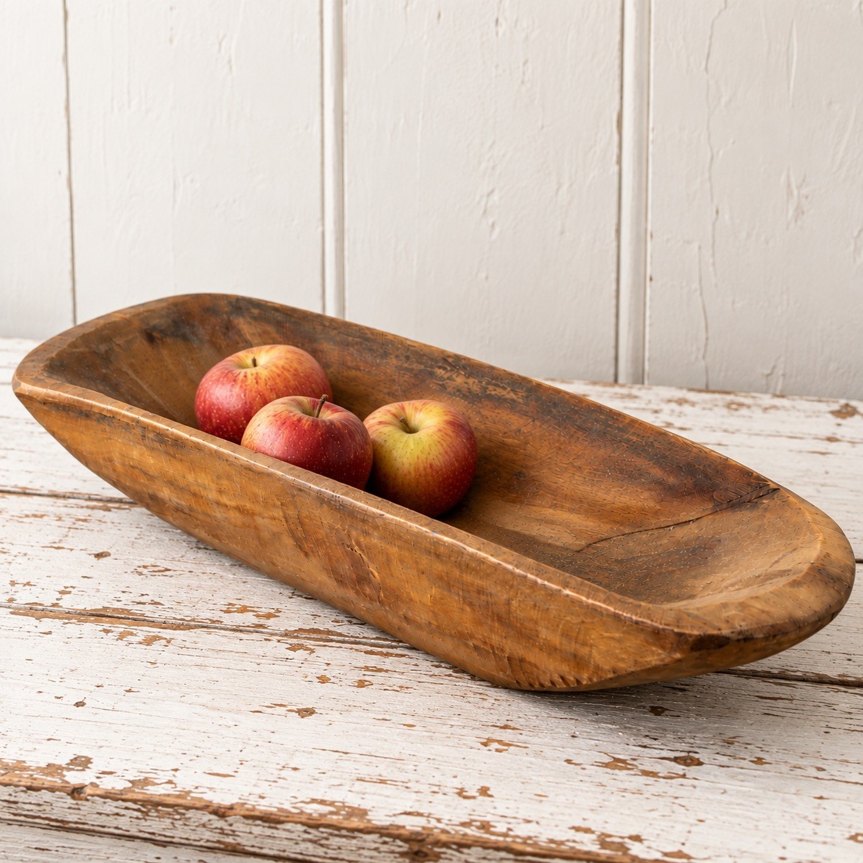 Vintage Wooden Dough Bowl Trencher Primitive Rustic Farmhouse Centerpiece 17.5”