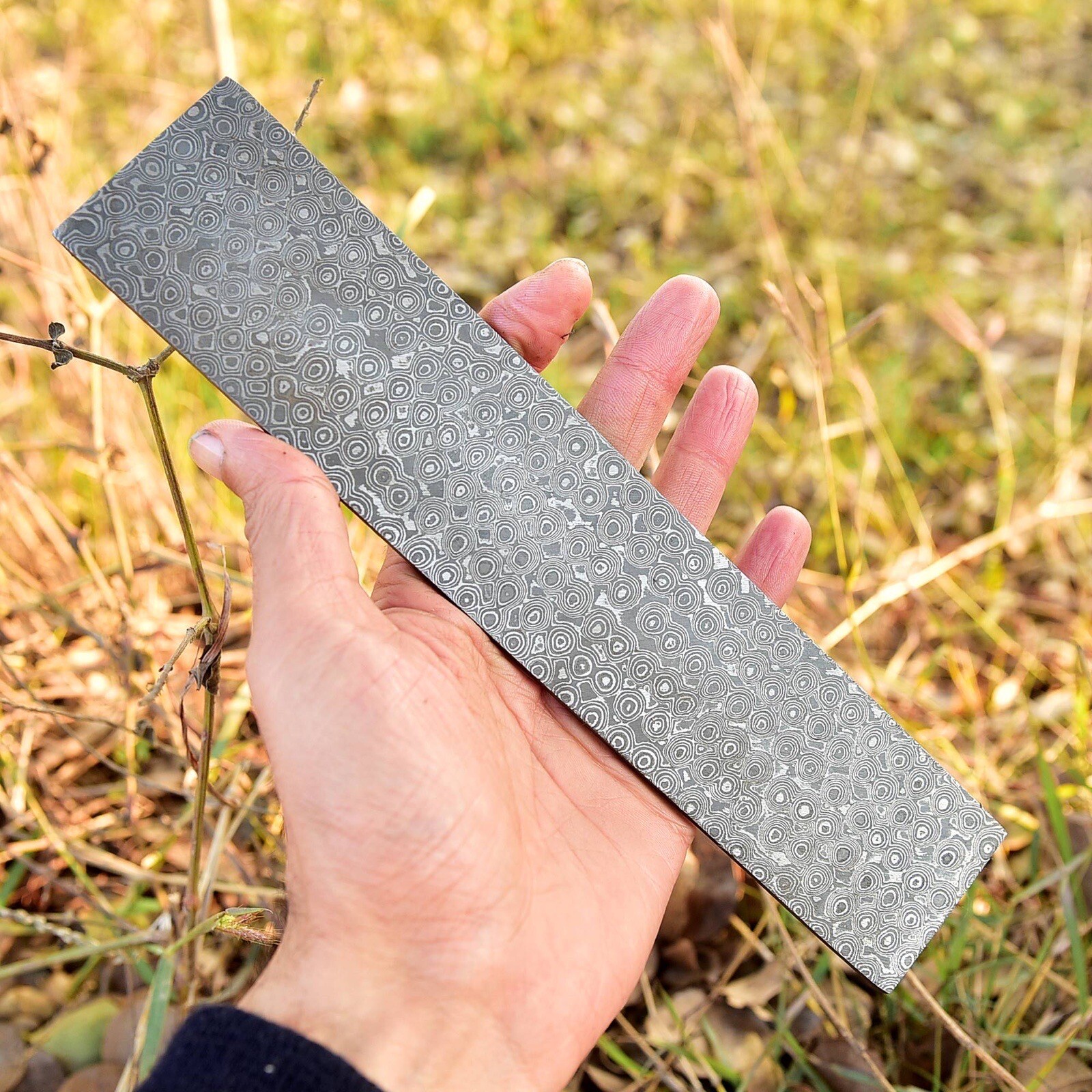10 x 2 Hand Forged DAMASCUS STEEL Billet Bar For Knife Making Rain Pattern 7mm