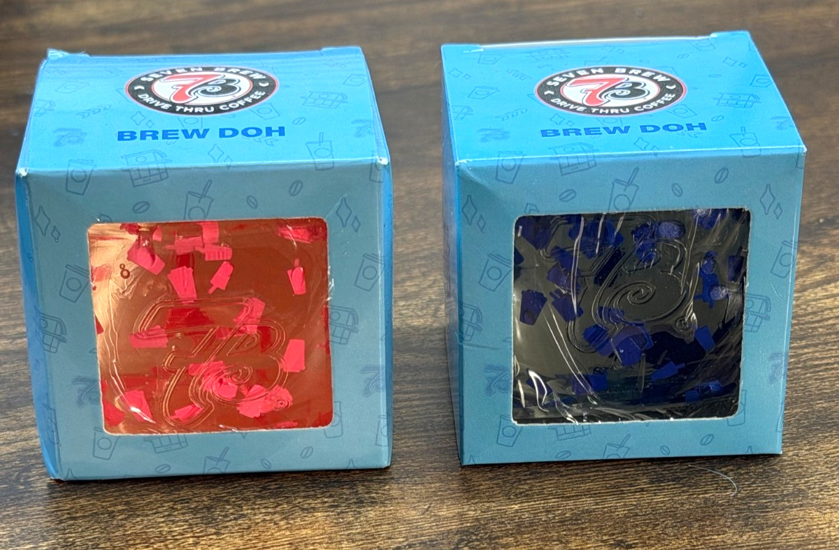 Authentic 7 Brew Exclusive Seven Brew Doh Set of 2 Blue & Pink Needoh Squishy