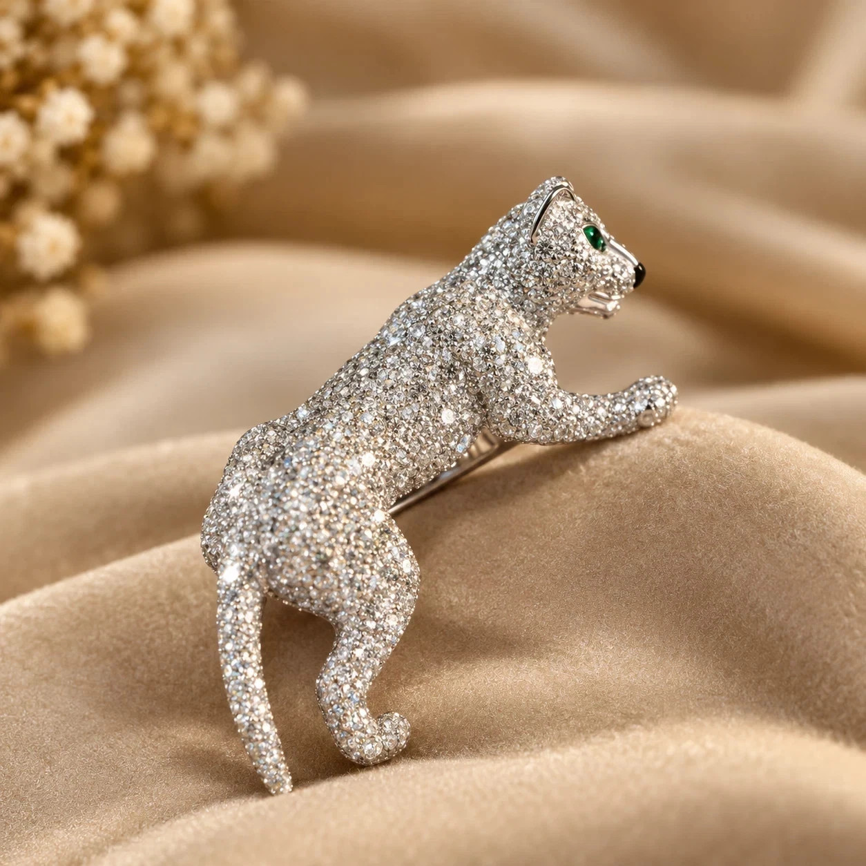 2.50Ct Lab Created Diamond Round Cut Panther Men\'s Ring 14k White Gold Plated