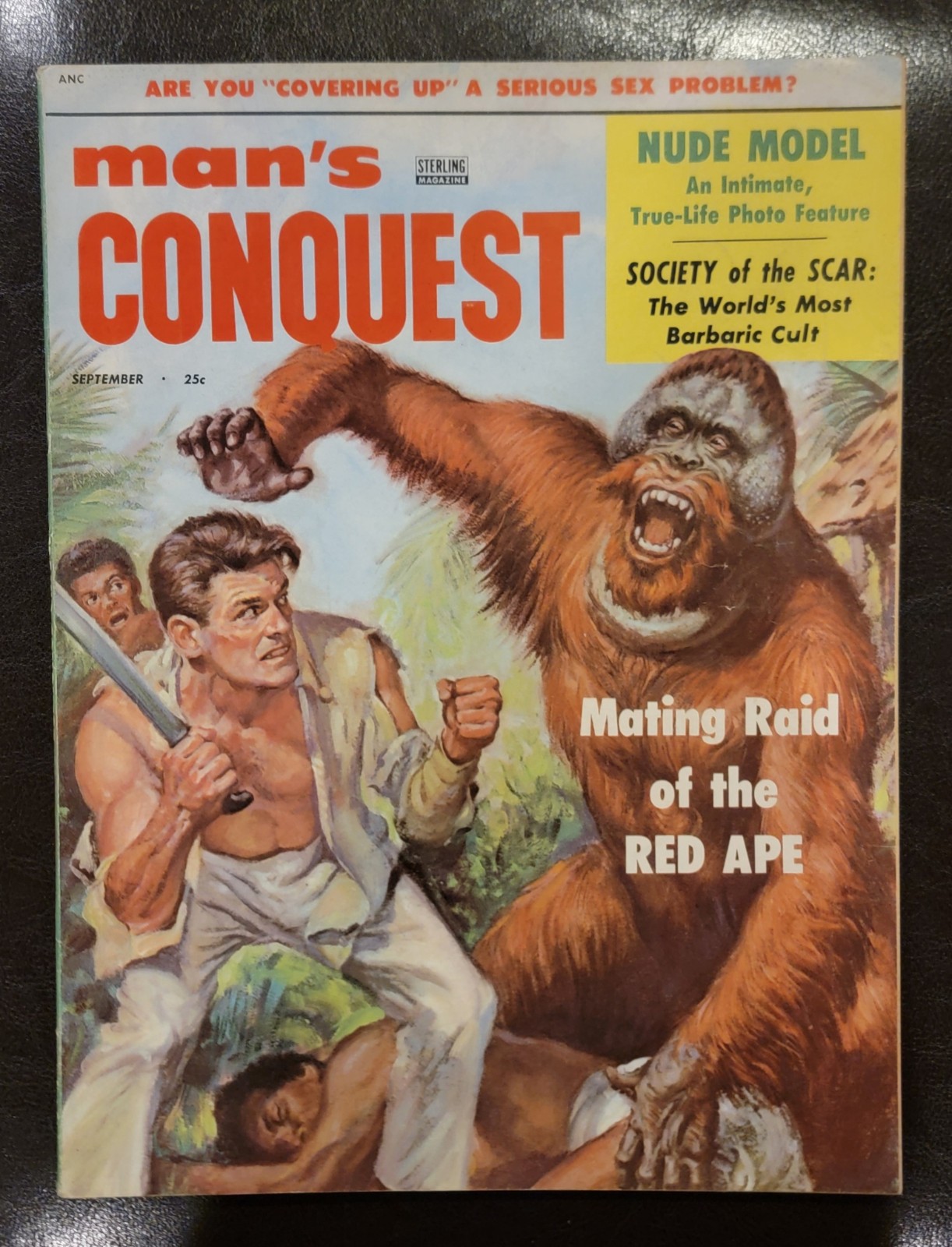 Man\'s Conquest V. 2 #3 September 1956 Orangutang Attack Cover HIGH GRADE