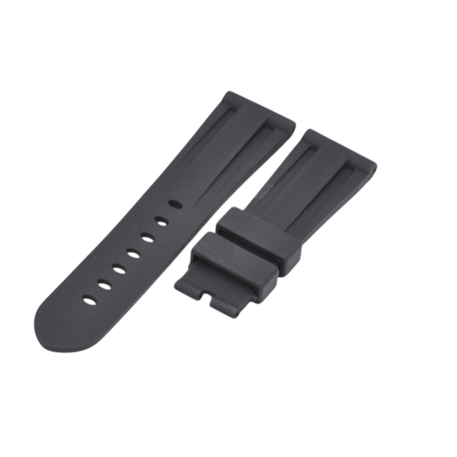24x22mm Black Rubber Watch Strap For Panerai Luminor Marina Submersible
