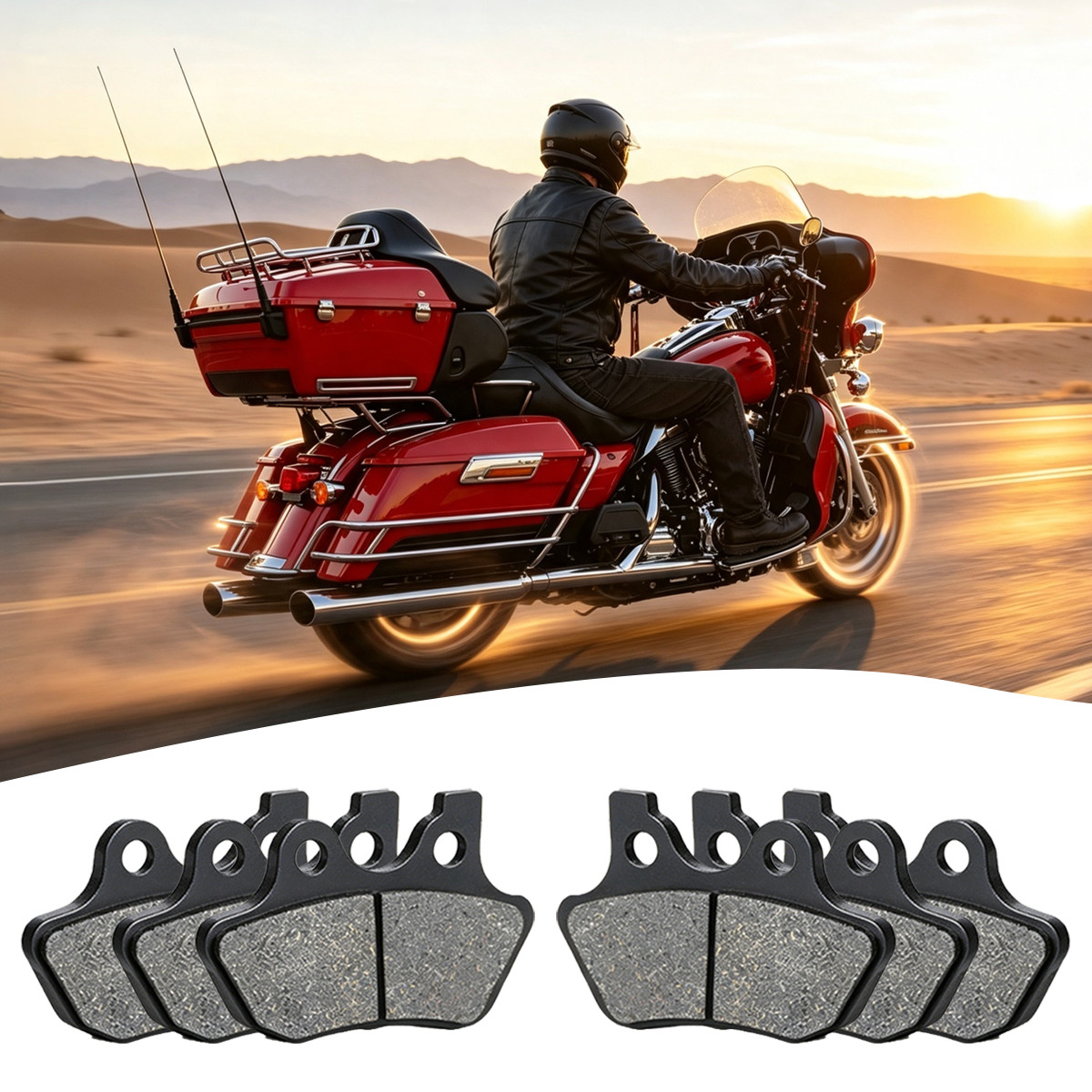 6 PCS Front Rear Brake Pads Set For 2000-2007 Harley Electra Glide Ultra Classic