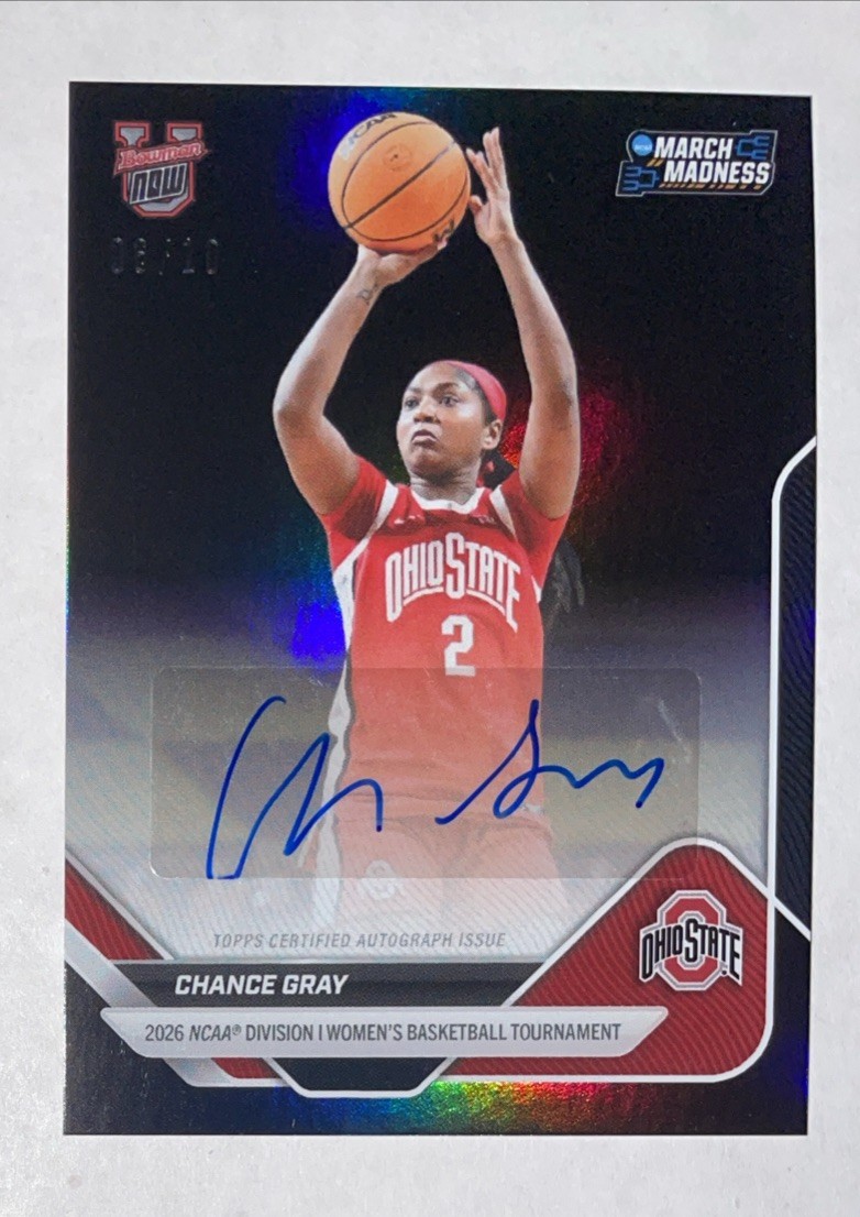 2025-26 Bowman U Now March Madness Chance Gray Auto Black Foil #06/10 #32-A OSU 2025-26 Bowman U Now March Madness Chance Gray Auto Black Foil #06/10 #32-A OSU