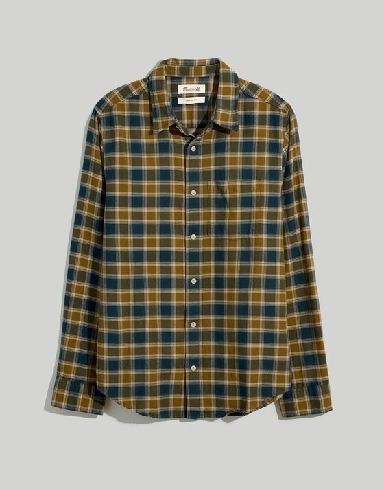 Madewell Men’s Perfect Long-Sleeve Shirt in Herringbone Plaid Sz XXL new