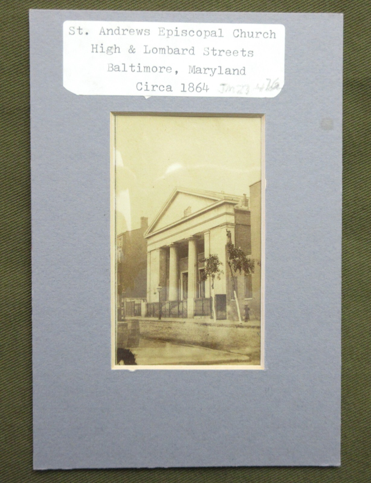 CDV - St. Andrews Episcopal Church, High & Lombard Streets, Baltimore - c. 1864