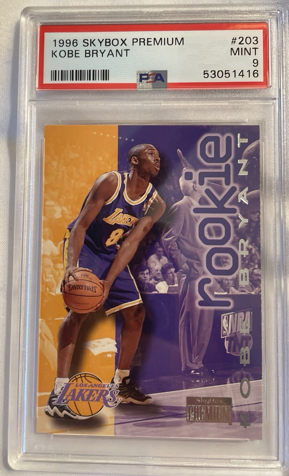 1996 Skybox Premium KOBE BRYANT #203 Rookie RC Lakers PSA 9 MINT Great Centering
