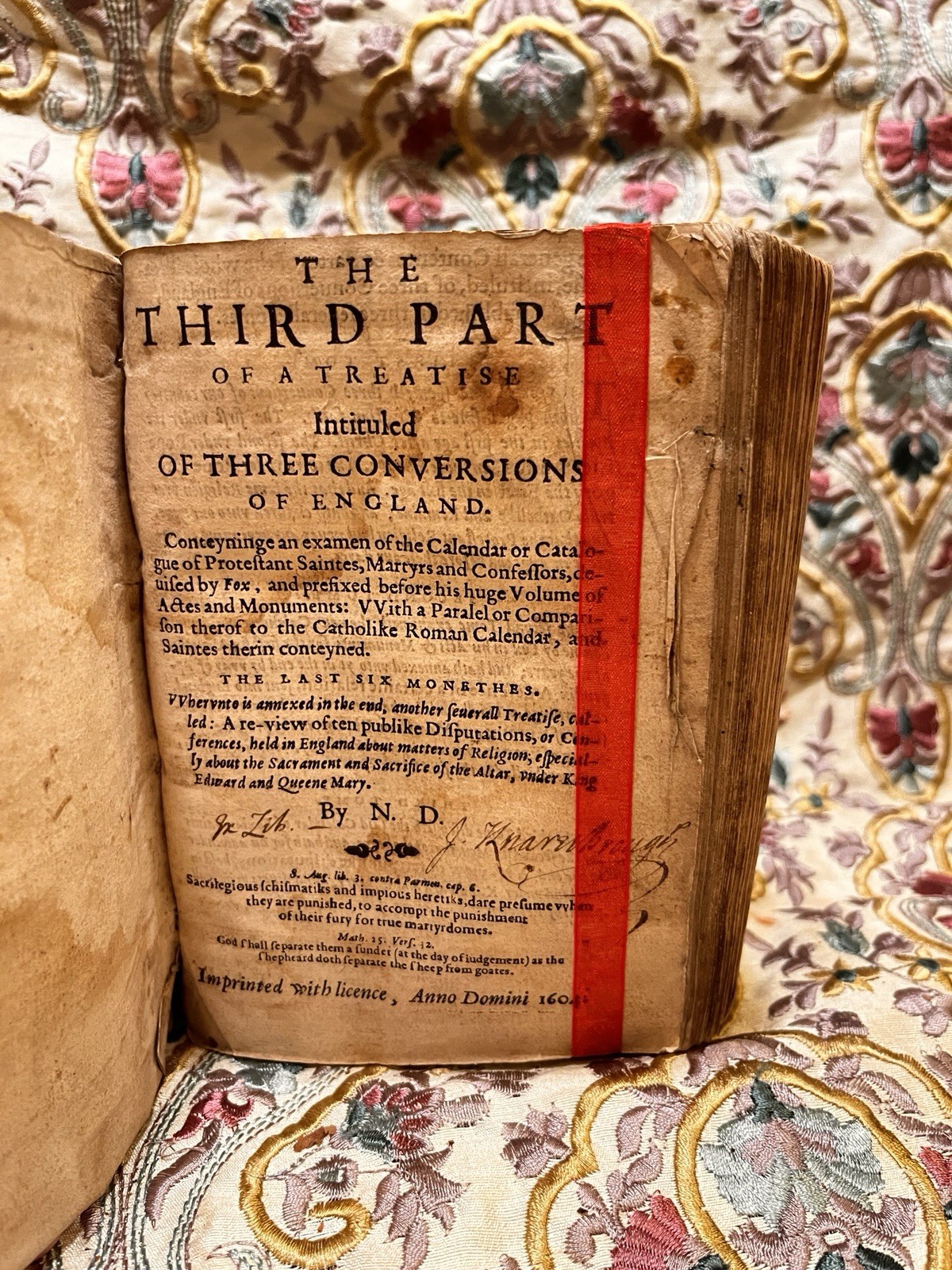 The Third Part of a Treatise by N. D., 1604. Leather, Antiquarian, Religion The Third Part of a Treatise by N. D., 1604. Leather, Antiquarian, Religion