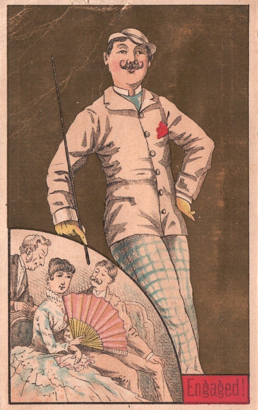 1880-90's Engaged Man and Woman Together In Formal Dress Trade Card