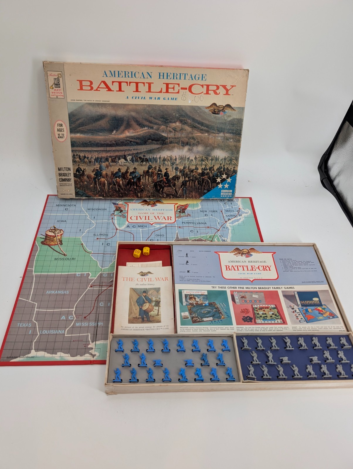 Vintage 1961 Milton Bradley BATTLE-CRY American Heritage Civil War Board Game