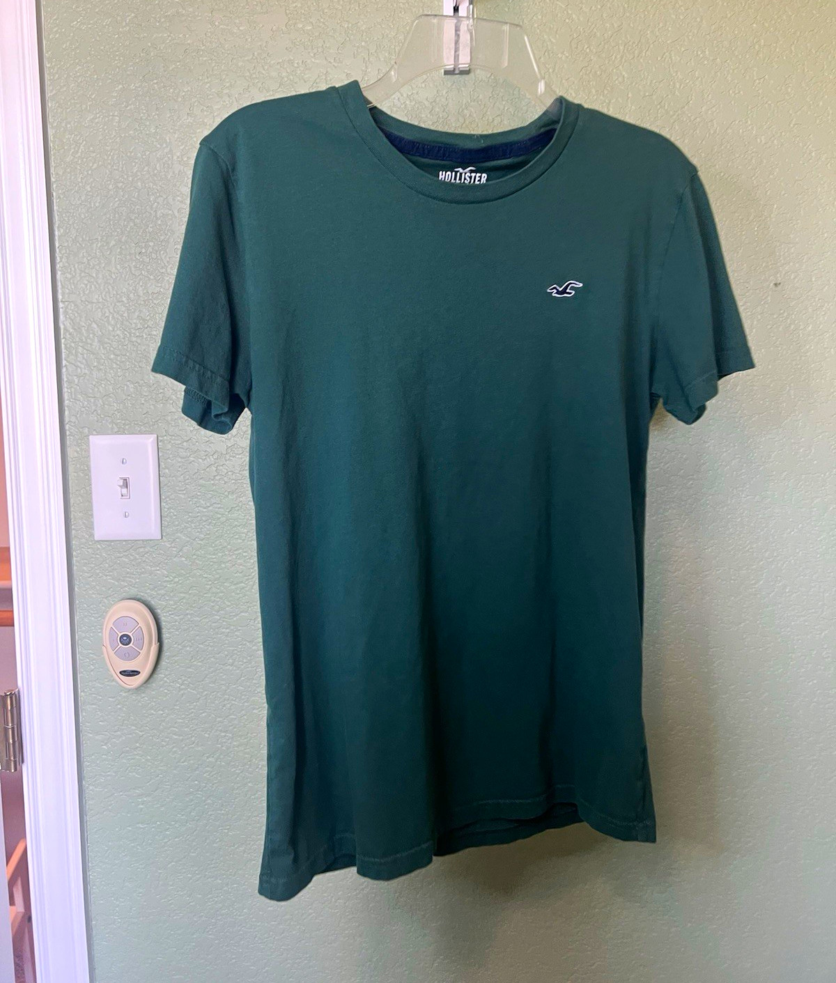 Hollister Must-Have Collection Men\'s Green Logo Crew Neck Cotton Tee Sz S Hollister Must-Have Collection Men\'s Green Logo Crew Neck Cotton Tee Sz S