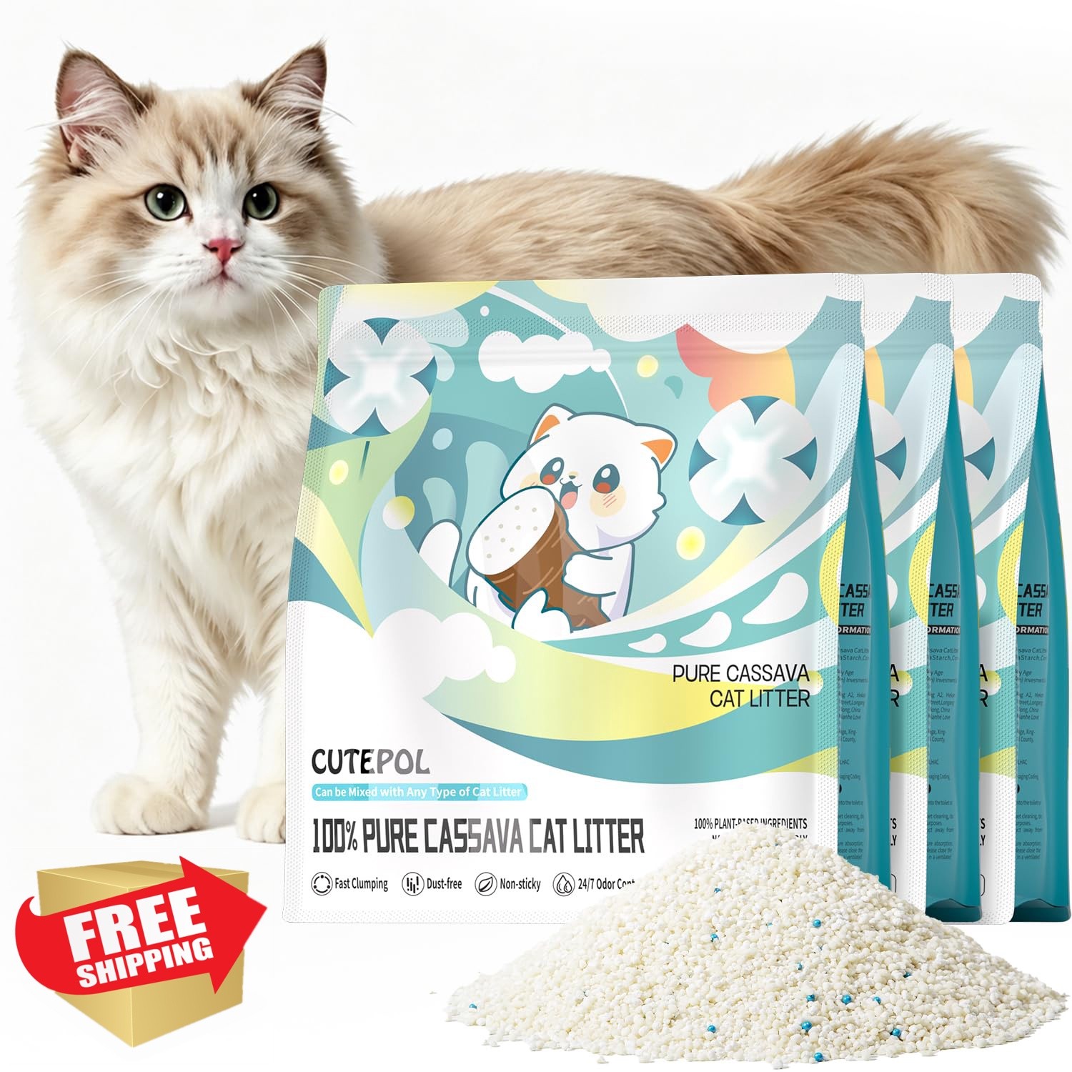 CUTEPOL Cassava Cat Litter Original 5.5lb x3 CUTEPOL Cassava Cat Litter Original 5.5lb x3