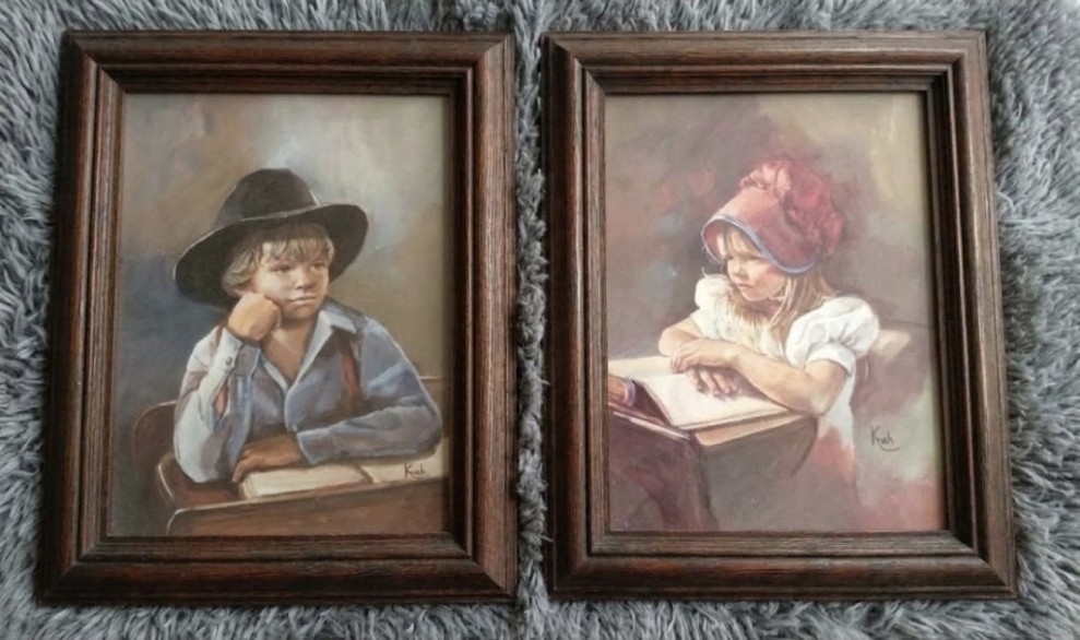 Framed Portrait Art Prints Set - Amish 1980\'s vintage, Large cottage grandma Framed Portrait Art Prints Set - Amish 1980\'s vintage, Large cottage grandma