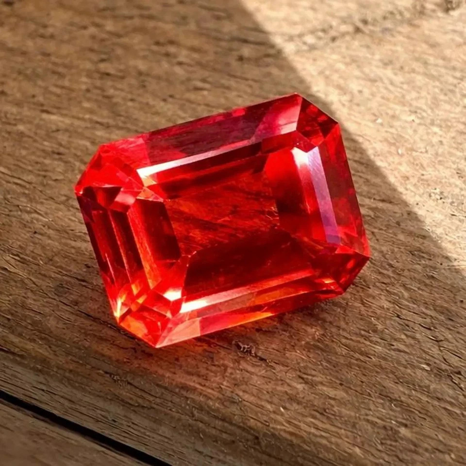 AAA+ 15.60 ct flawless sapphire orange emerald cut loose gemstone EGL Certified AAA+ 15.60 ct flawless sapphire orange emerald cut loose gemstone EGL Certified