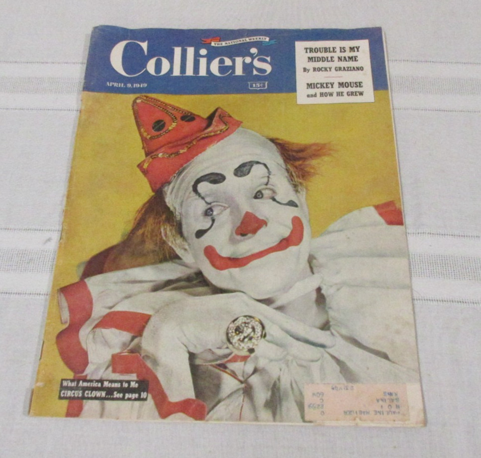 Vtg. April 9 1949 Collier's Magazine- Circus Clown Front Cover Amazing ads Vtg. April 9 1949 Collier's Magazine- Circus Clown Front Cover Amazing ads