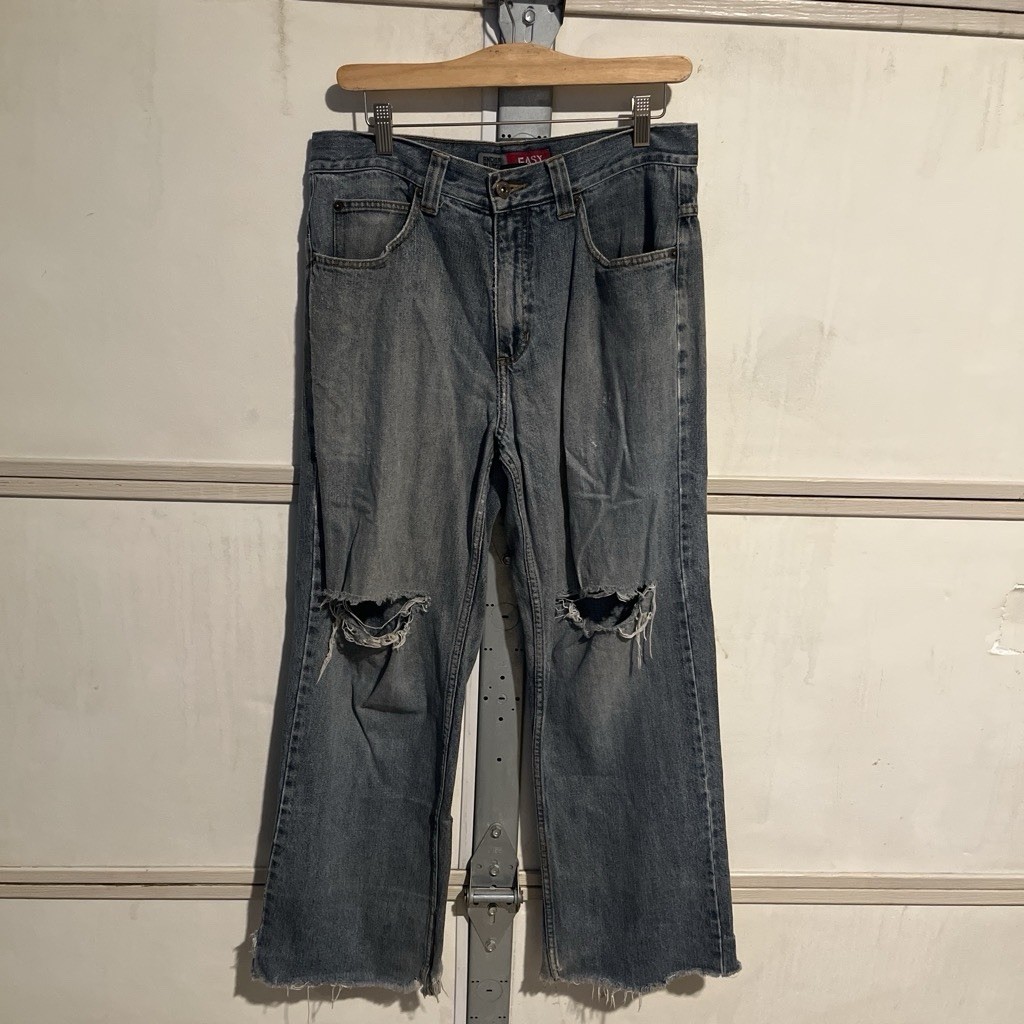 VTG Anchor Blue Easy Fit Baggy Jeans 30x32 Distressed Skater Grunge Y2K 90s