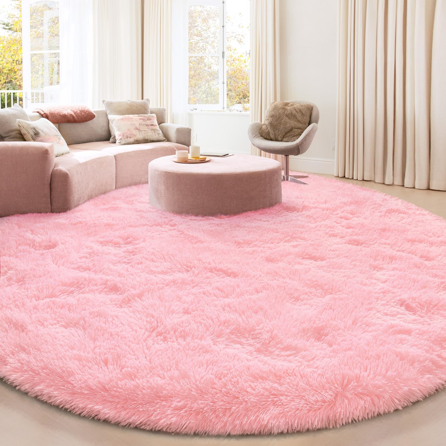 KIXINWA Large Round Area Rug for Living Room, 7x7 Fluffy Soft Circle Rugs for KIXINWA Large Round Area Rug for Living Room, 7x7 Fluffy Soft Circle Rugs for