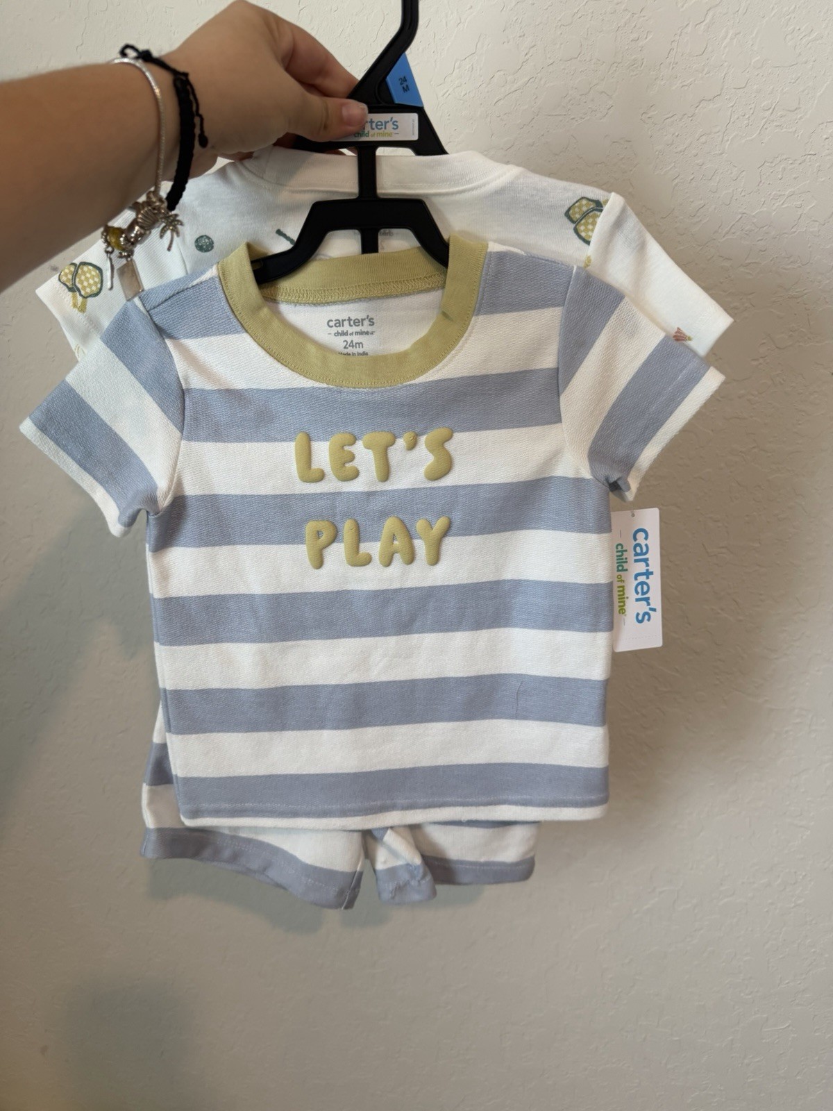 Carters 3 - piece set 24 months with a Logo Lets play blue with white Carters 3 - piece set 24 months with a Logo Lets play blue with white
