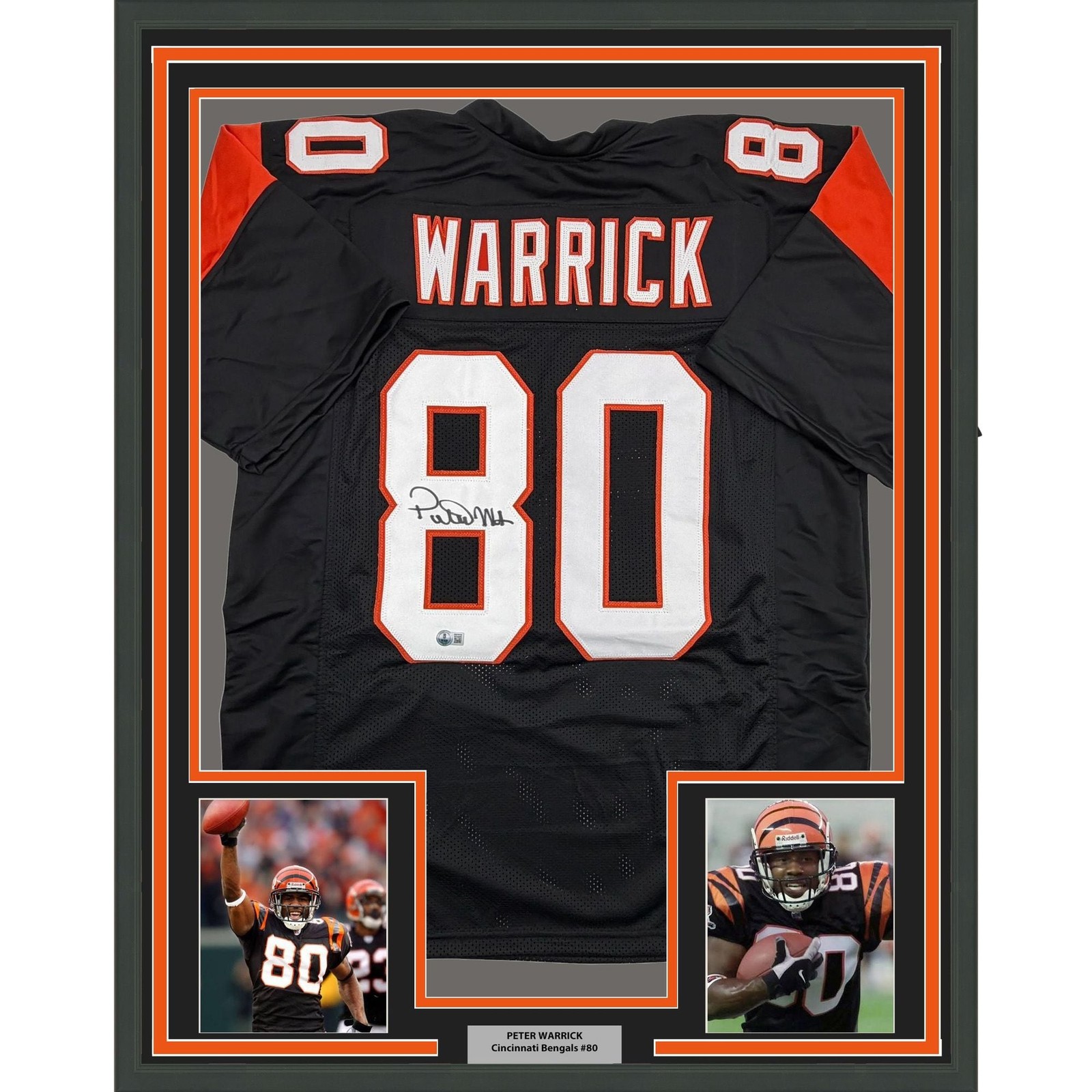 Framed Autographed/Signed Peter Warrick 35x39 Cincy Black Jersey BAS COA Framed Autographed/Signed Peter Warrick 35x39 Cincy Black Jersey BAS COA