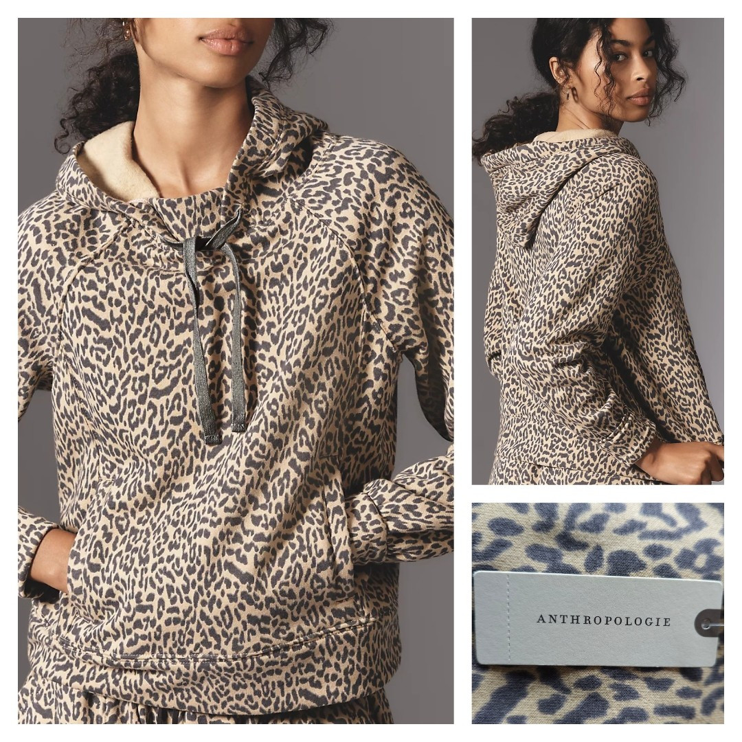 Daily Practice by Anthropologie Drawstring Hooded Sweatshirt Khaki Small NWT