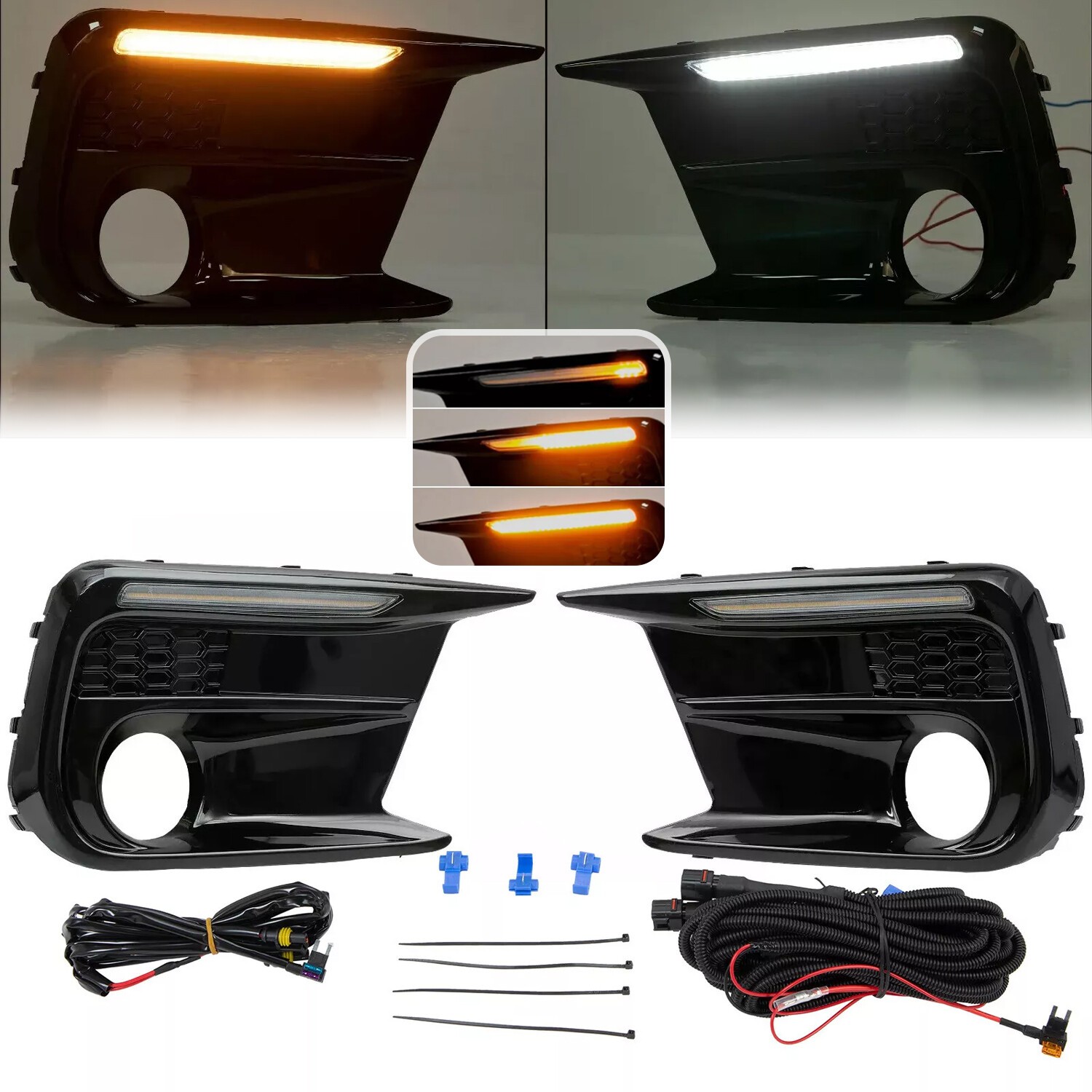 LED Switchback White Amber Fog Light Bezel Upgrade For Subaru WRX STI 18-21