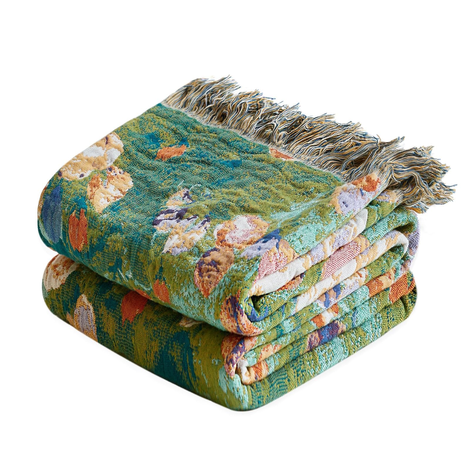 MSGKV Boho Cotton Floral Twin Blanket 60\