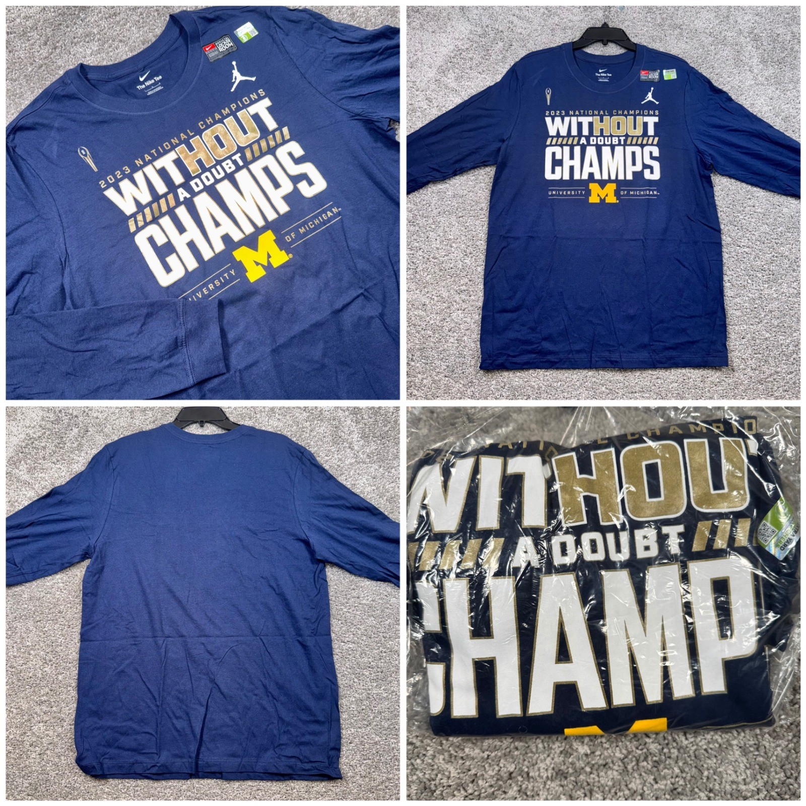 Jordan Michigan Wolverines 2023 National Champions Locker Room Navy Large NEW