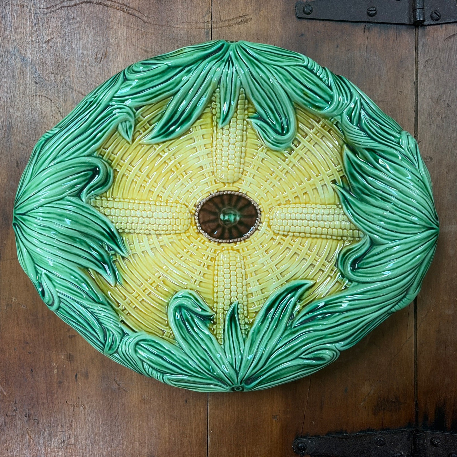 Antique Adam’s & Bromley Majolica Platter Corn Pattern 13\ Antique Adam’s & Bromley Majolica Platter Corn Pattern 13\