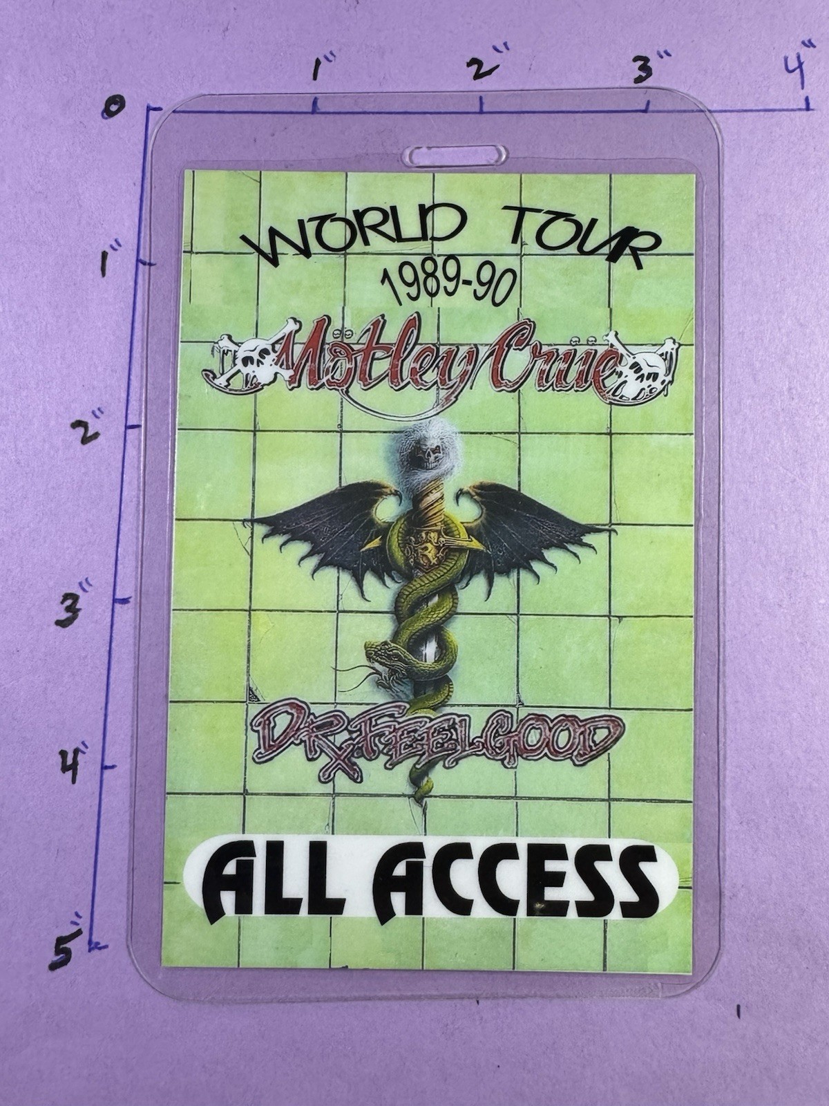 Mötley Crüe Commemorative 1989–90 Dr. Feelgood Tour All Access Pass And Lanyard