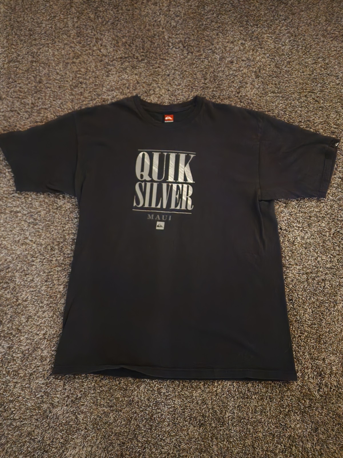 Quiksilver Men’s Black Cotton Knit Crew Neck Short Sleeve T-Shirt Maui