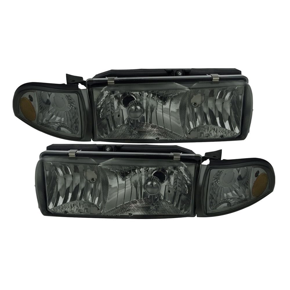 for Chevy Impala 1994-1996 Left Right Headlight Chrome Crystal Housing Smoke