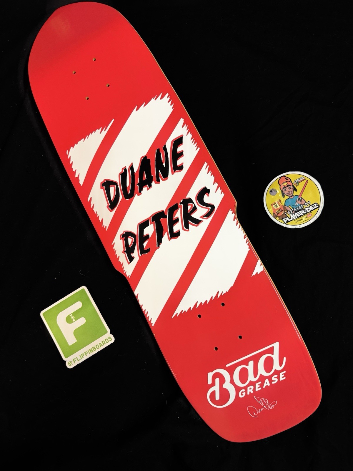 SUPER RARE Duane Peters Bad Grease Red Shaped Skateboard Deck In Shrink SUPER RARE Duane Peters Bad Grease Red Shaped Skateboard Deck In Shrink