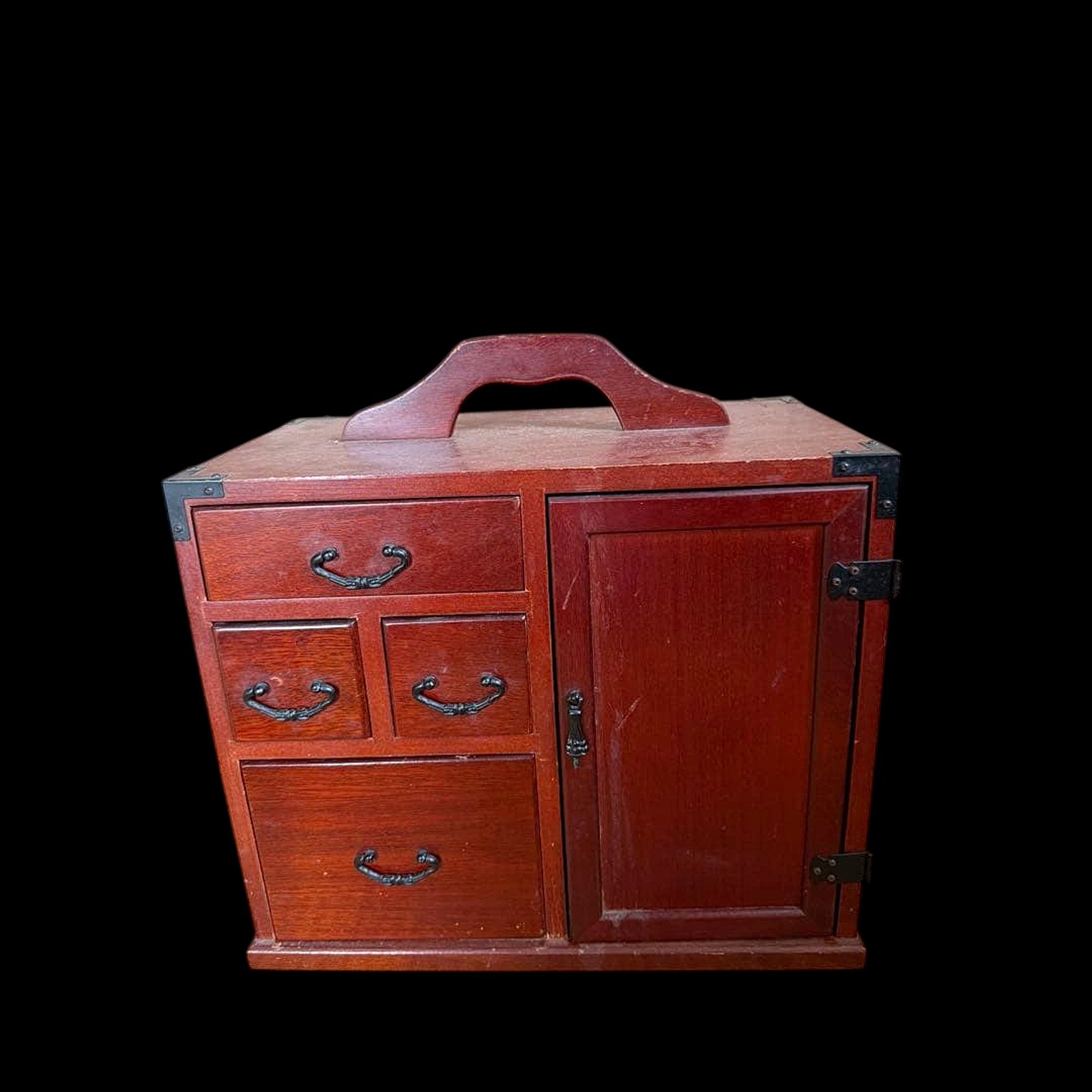 Vintage Japanese Wooden Small Tansu Showa Retro Furniture Cabinet