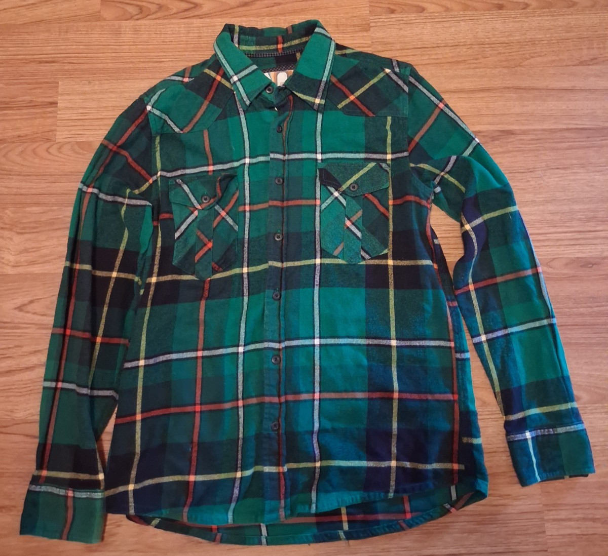 OP Ocean Pacific Men\'s Medium Vintage Green Plaid Flannel Shirt, 100% Cotton OP Ocean Pacific Men\'s Medium Vintage Green Plaid Flannel Shirt, 100% Cotton