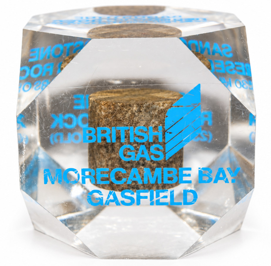 Vintage British Gas Morecambe Bay Gasfield Paperweight - Real Sandstone Drilling
