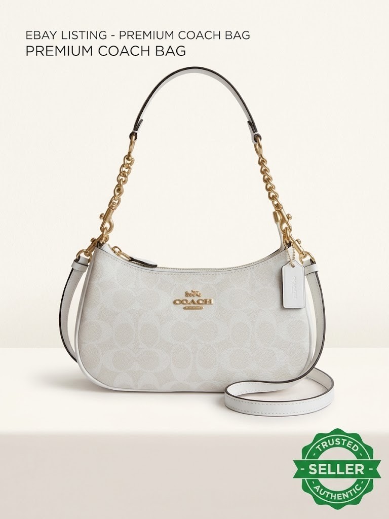 NEW COACH Teri 2Way Shoulder Bag Signature Coated Canvas White outlet CA548 NEW COACH Teri 2Way Shoulder Bag Signature Coated Canvas White outlet CA548