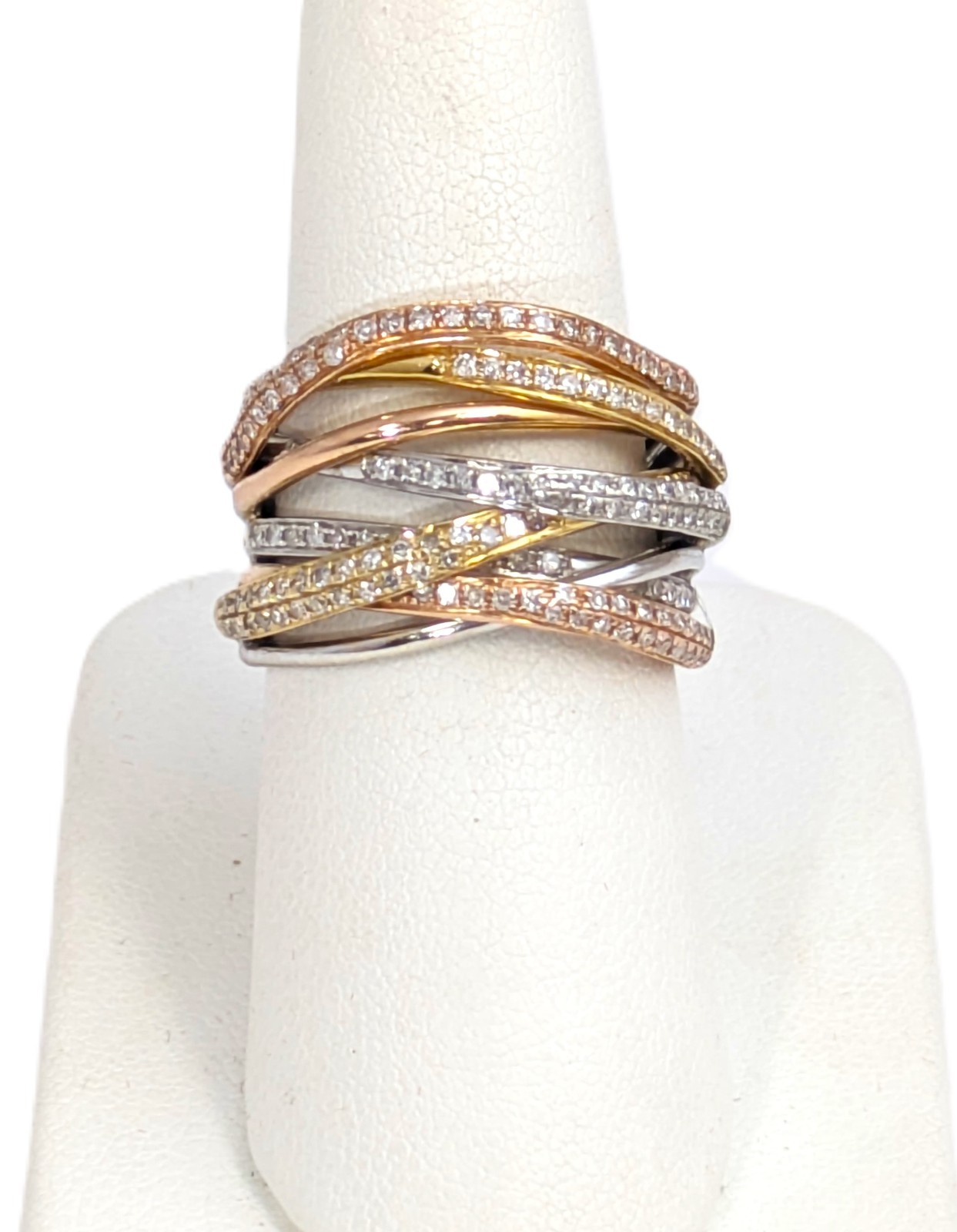 Effy 14K Gold Two-Tone & Diamond Ring, Size 6-3/4