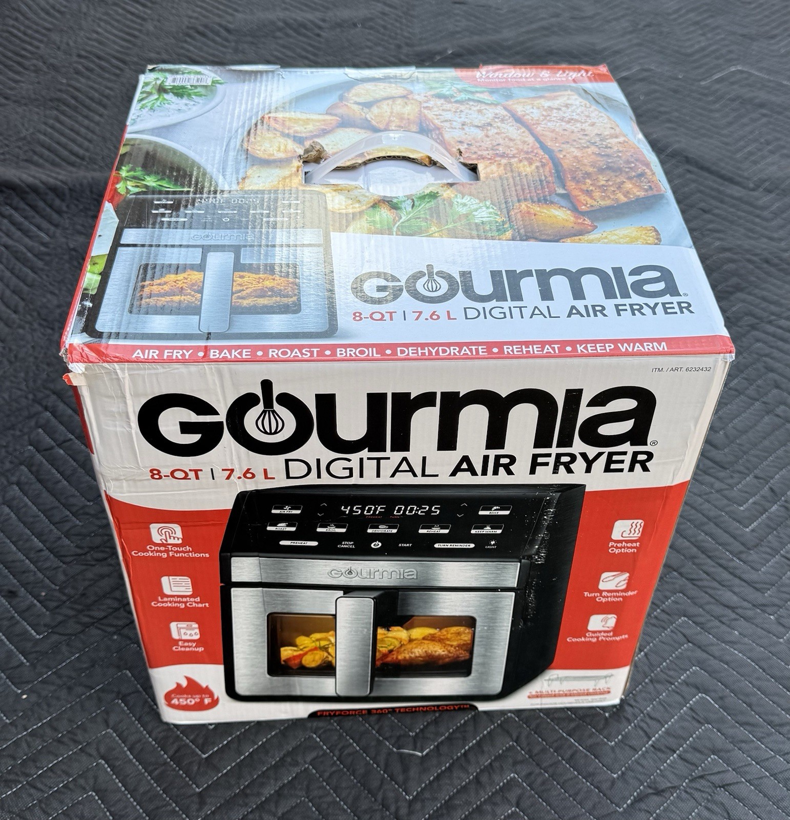 Gourmia 8-Quart Digital Air Fryer w/ Window & Light, Countertop, Black, Open Box Gourmia 8-Quart Digital Air Fryer w/ Window & Light, Countertop, Black, Open Box