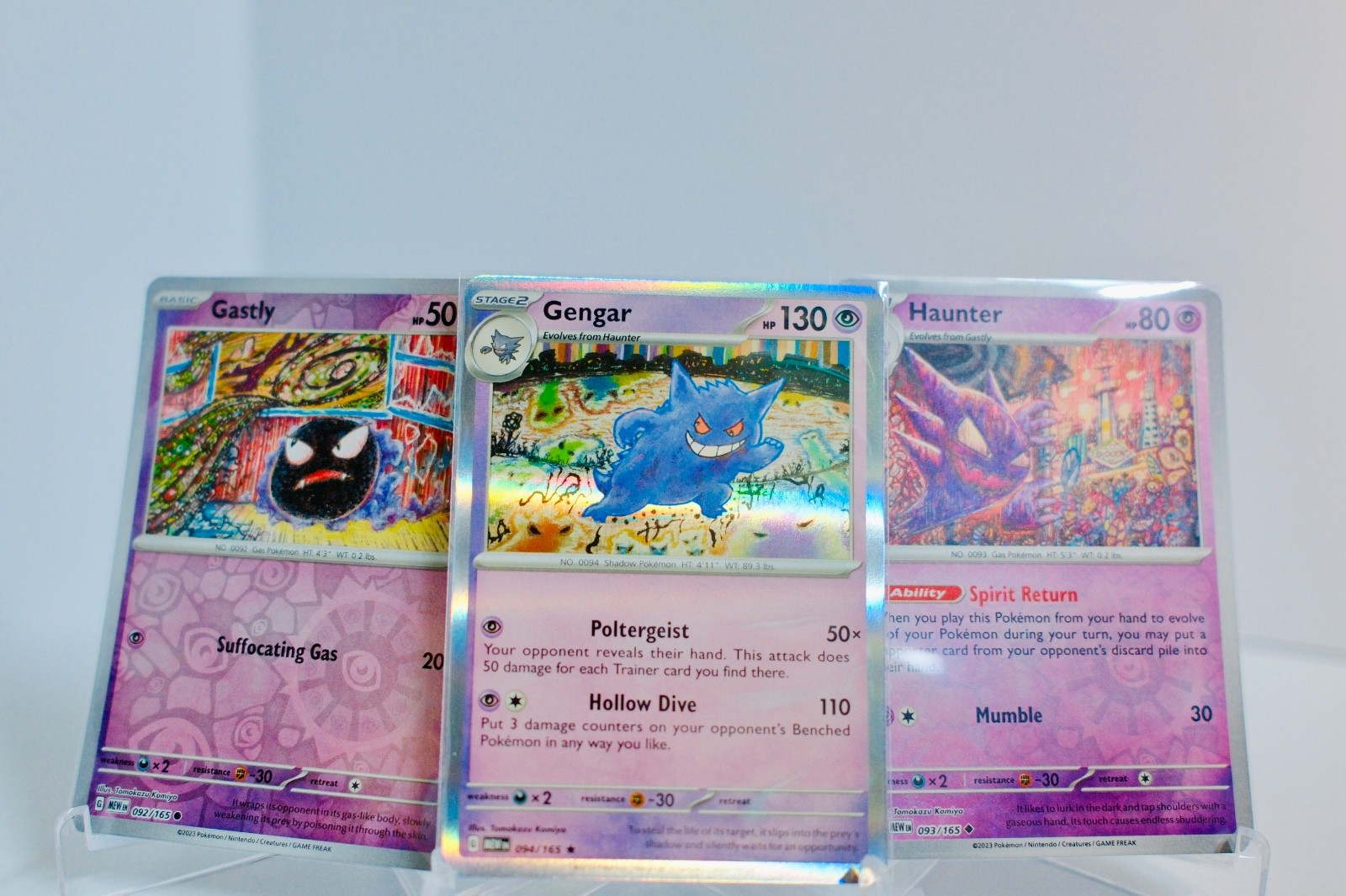 Gengar Haunter Gastly 151 Evolution Line Komiya Art Holo Reverse Holo NM Set 3 Gengar Haunter Gastly 151 Evolution Line Komiya Art Holo Reverse Holo NM Set 3