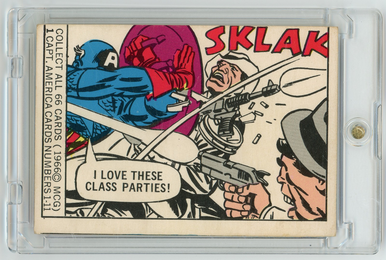 1966 Donruss Marvel Super Heroes Captain America #1 I Love These Class Parties