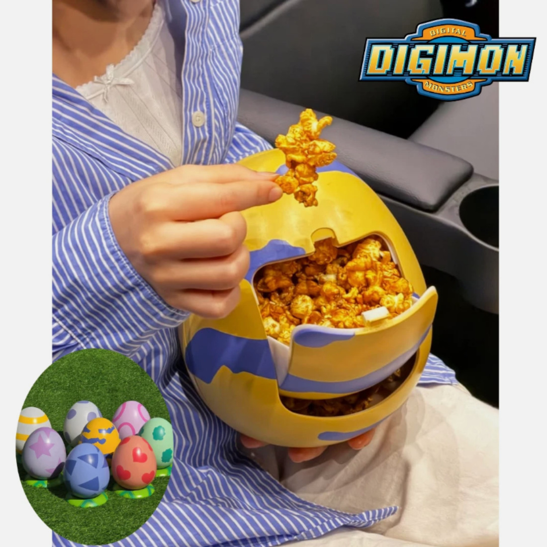 Pre-Order] Digimon Adventure Digitama Popcorn Bucket + keyring Random 1 out of 8