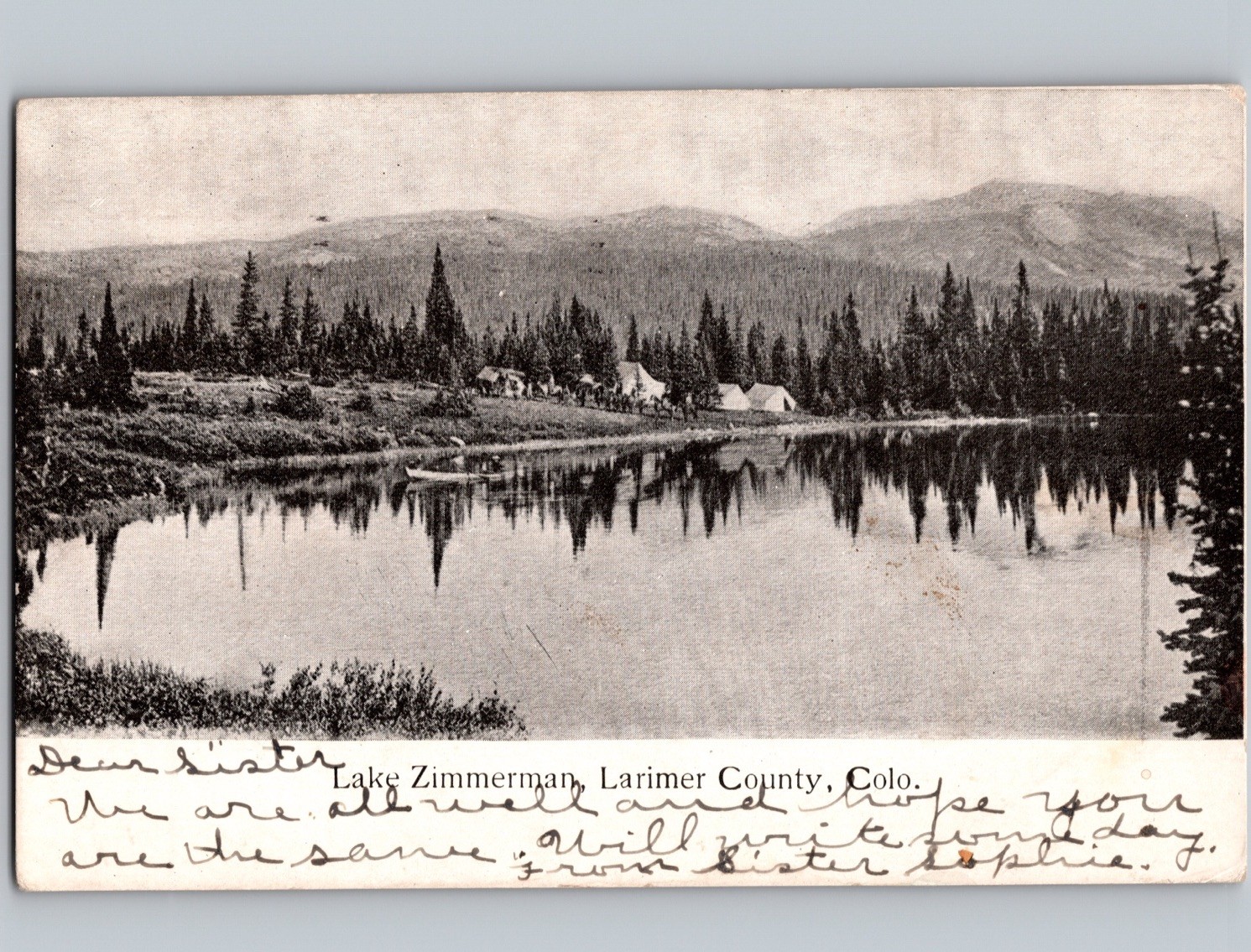 c1905 Lake Zimmerman Bellvue Colorado CO Larimer County UDB Undivided Back