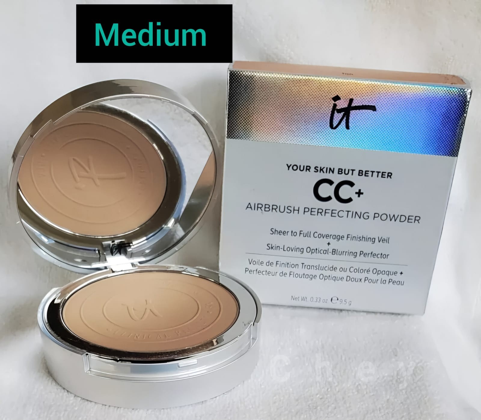IT COSMETICS ~ CC + AIRBRUSH PERFECTING POWDER ~ MEDIUM (W) ~ 0.33 OZ NEW