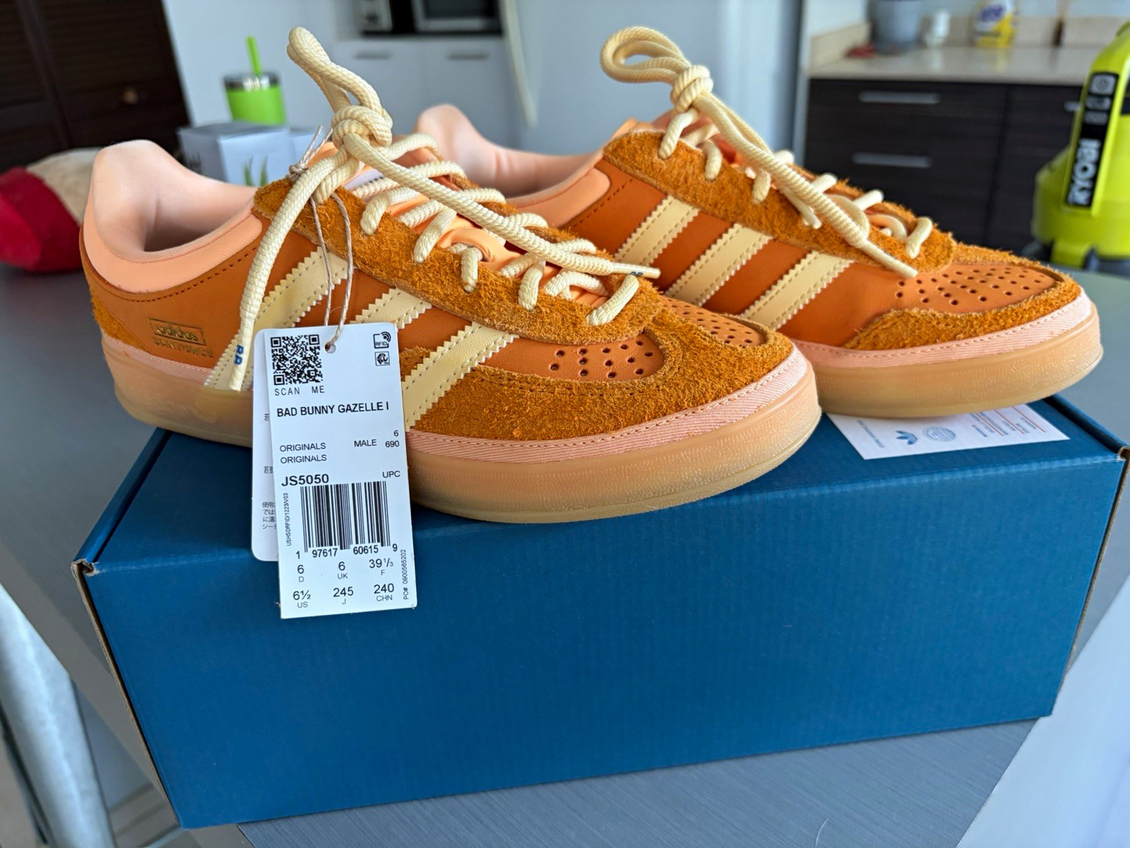 adidas Bad Bunny x Gazelle Indoor Santurce Unity Orange Suede JS5050