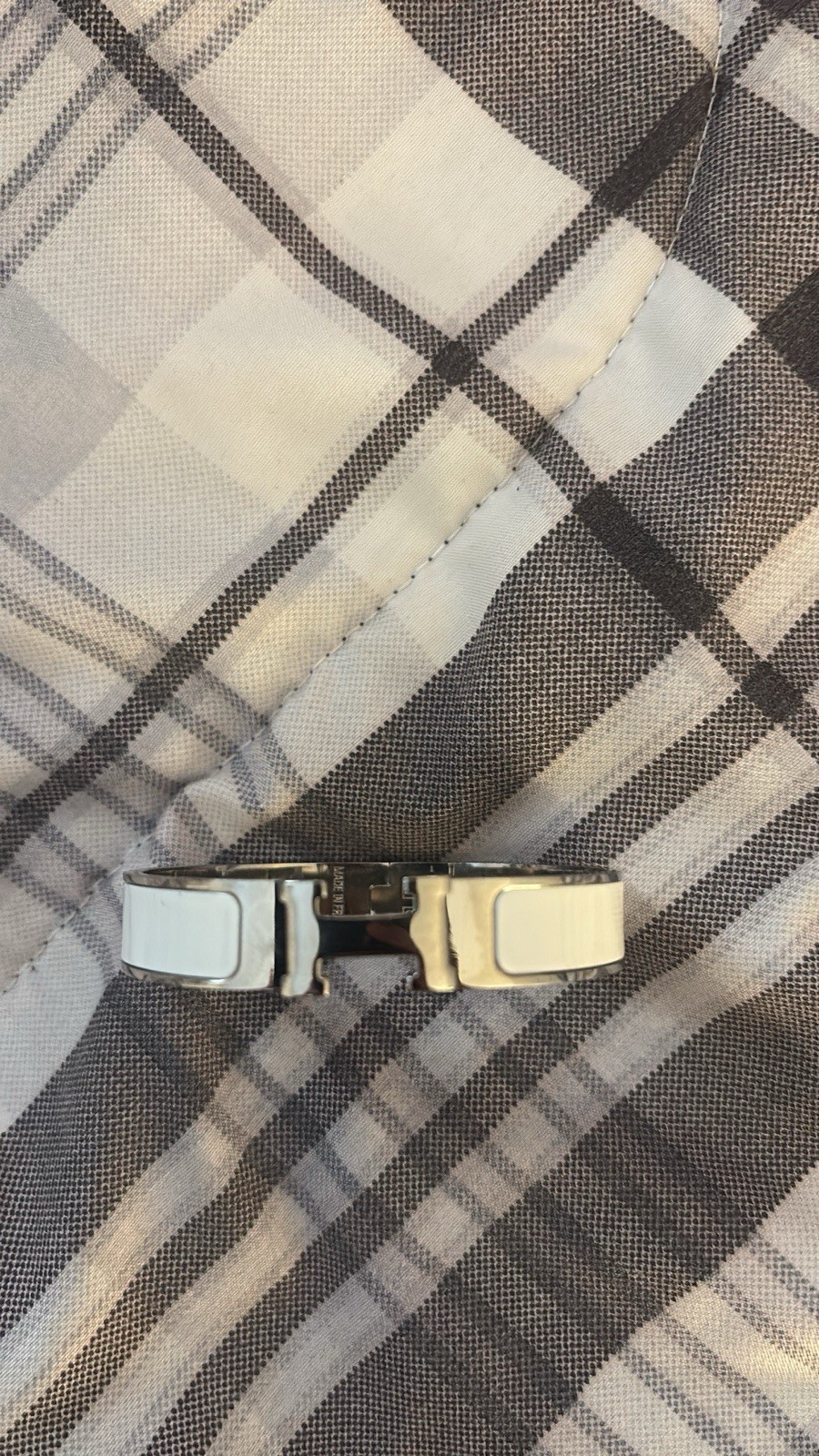 Hermès Clic H silver white enamel bracelet pre owned no box in great condition Hermès Clic H silver white enamel bracelet pre owned no box in great condition