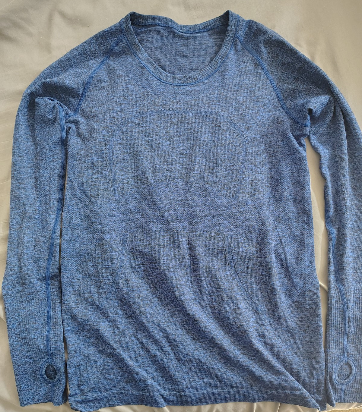 Lululemon Swiftly Tech Long Sleeve Crew Shirt Heathered Blue Black Size 10 Large Lululemon Swiftly Tech Long Sleeve Crew Shirt Heathered Blue Black Size 10 Large