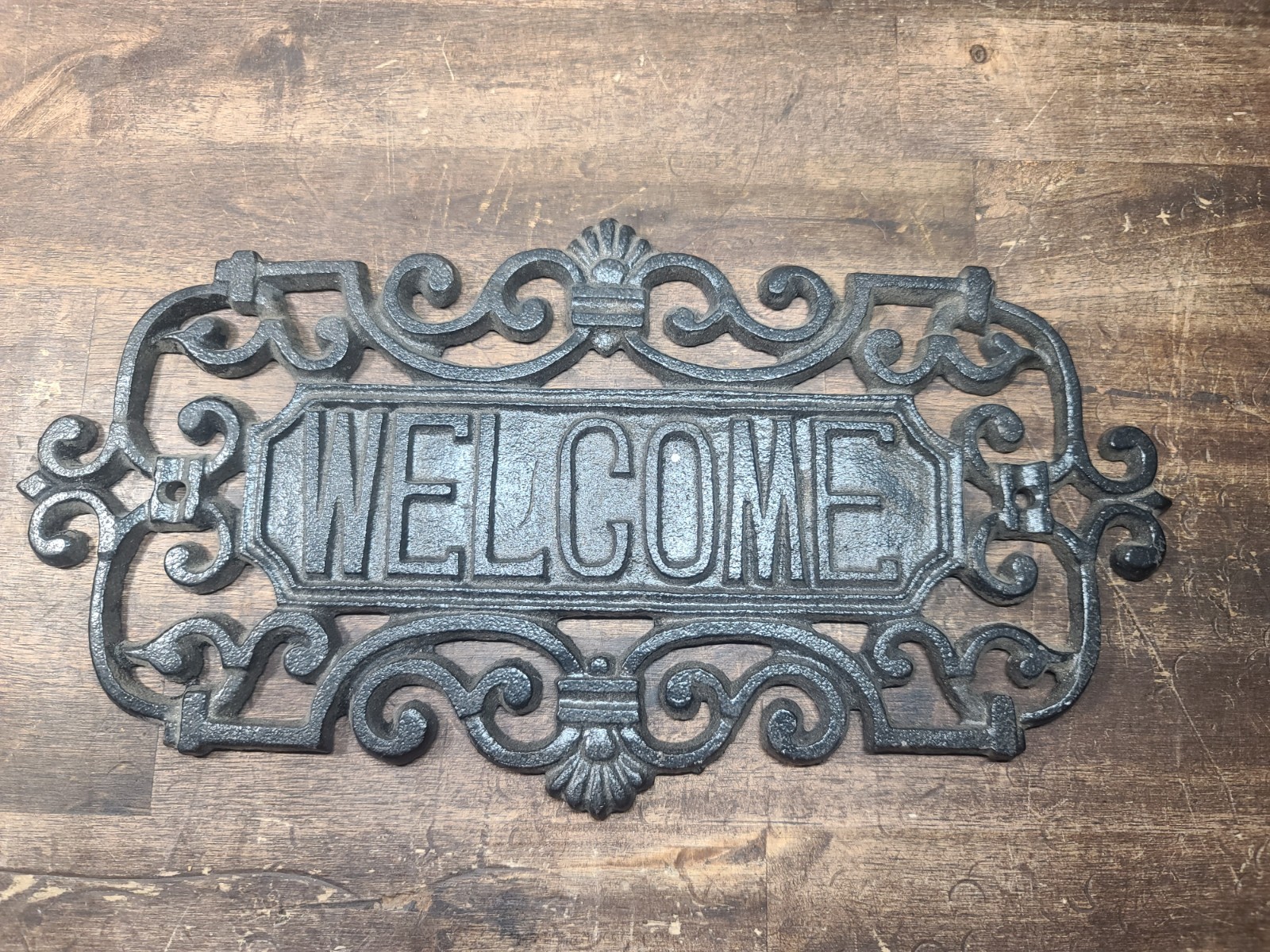 Vintage Wrought Iron Welcome Sign Wall Plaque 11\