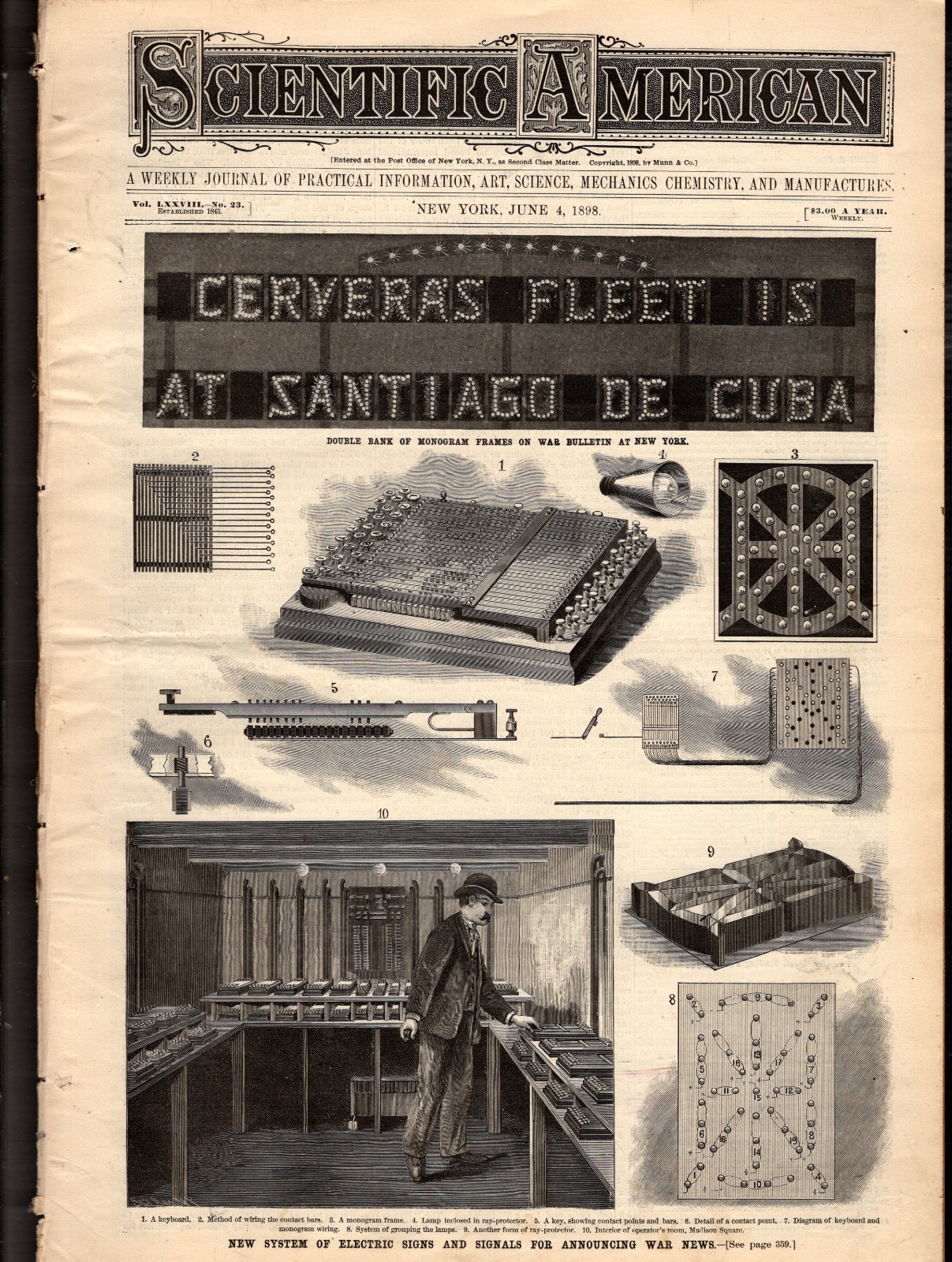 1898 Scientific American June 4 - War news signs; Sampson\'t fleet off Cuba